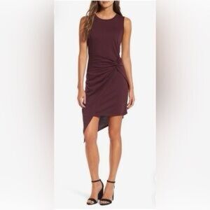 Trouvé Women’s burgundy twist knot uneven hem sleeveless bandage dress - XXS